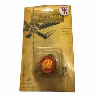 Vintage NIP WG‎ Pull Chain Attachment Rose Design Hand Painted Fan Lighting